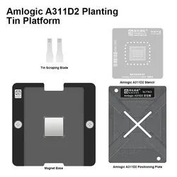 AMAOE Amlogic A311D2 Planting Tin Station Kit for Set-top Box LCD Screen Repair 0.12mm Heat Dissipation BGA Reballing Stencil
