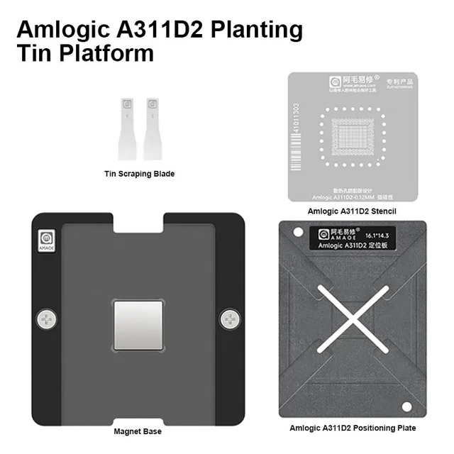 AMAOE Amlogic A311D2 zestaw stacji cynowej do dekodera naprawa ekranu LCD 0.12mm rozpraszanie ciepła szablon do reballingu BGA