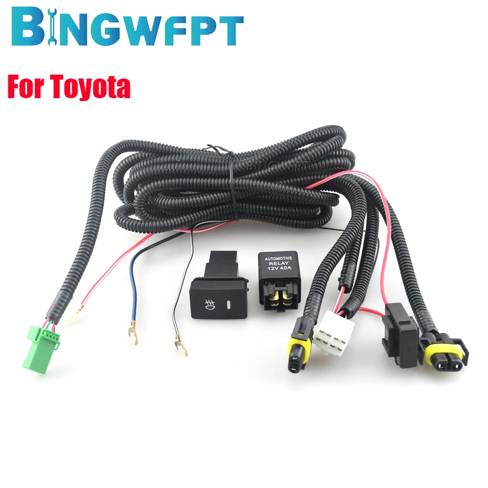 H11 Fog Light Harness With LED Indicator Switch And 12V 40A Relay For Toyota Camry Sedan MCV3 ACV3 XV3 2007-2014
