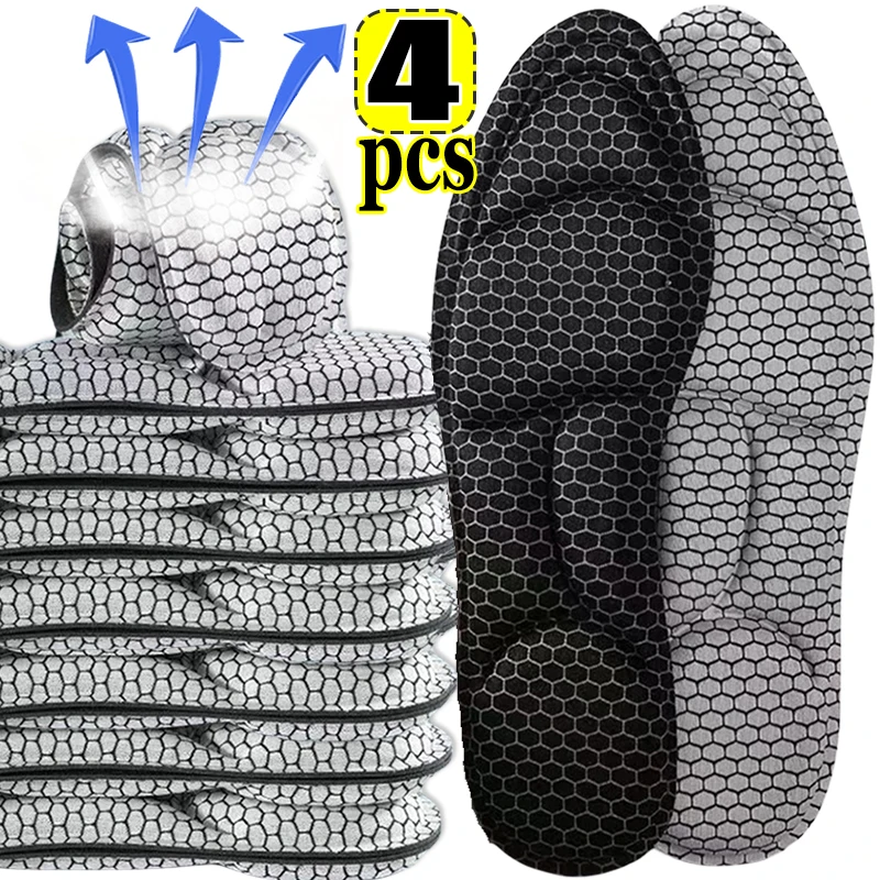 Semelles intérieures de course 5D en latex pour hommes et femmes, chaussures découpables, pataugeoires unisexes, coussins de soin des pieds, mousse à mémoire de forme de massage, 2 pièces, 4 pièces