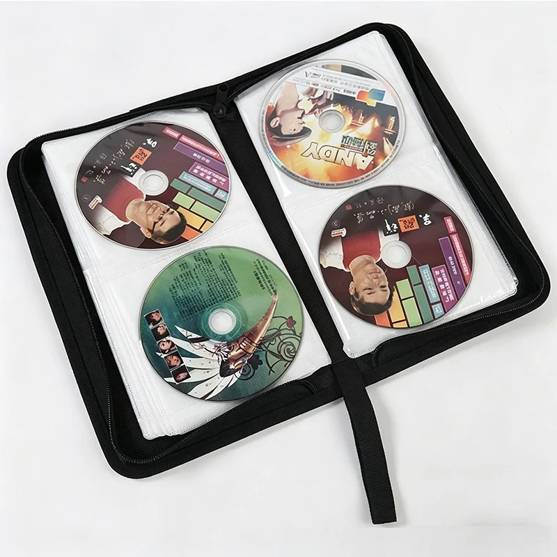 80pcs Capacity Cd Storage Case Portable Discos Player Bag Car Cd Dvd Storage Bag with Zipper CDB03