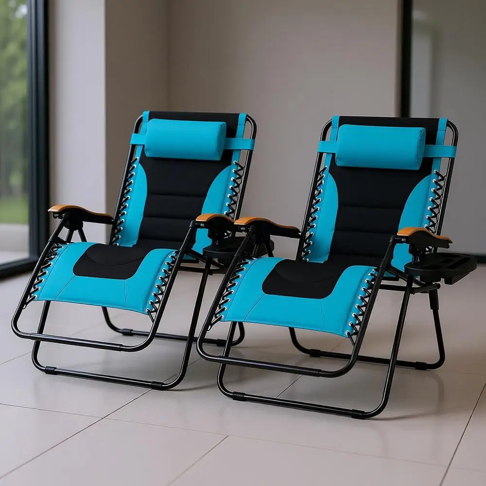 

Пара антигравитационных стульев XL для улицы с подстаканниками, регулируемые шезлонги с поддержкой до 400 фунтов, удобные морские патио