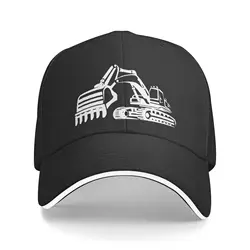 Excavator for Boys Sandwich Cap Unisex Trucker Dad Hat Adjustable Casual Sports Sun Hat for Mens Womens Black