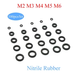 100 pz nero NBR O Ring guarnizione di tenuta M2 M3 M4 M5 M6 O-ring riparazione rubinetto valvola di tenuta macchina impermeabile guarnizione resistente all'olio