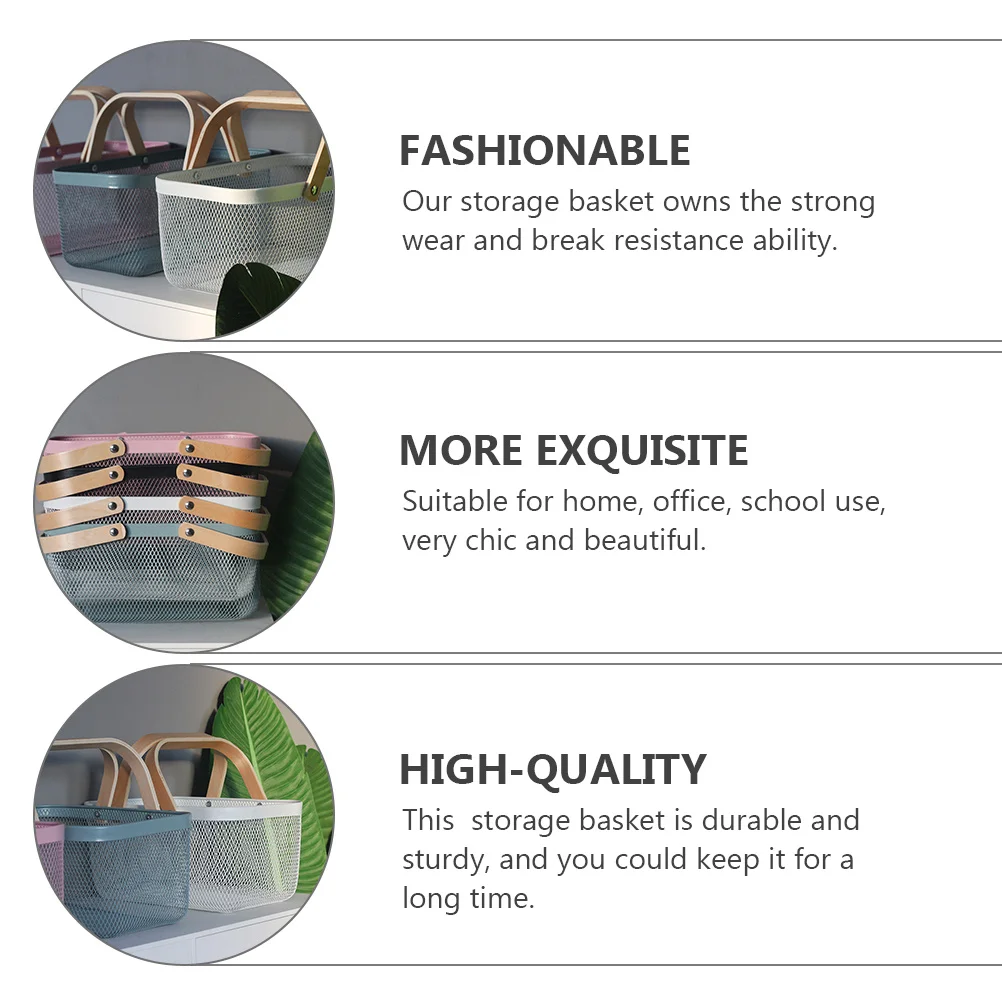 

1pc Creative Desktop Iron Basket Sturdy Organizer For Home Office School Use Space-Savingsundries Container Multipurpose