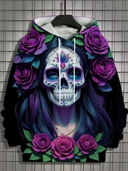 2024 New Men's 3D Mexican Day of the Dead Printed Hoodie for Men and Women Casual Fashion Men's Hoodie Street Men's Tops