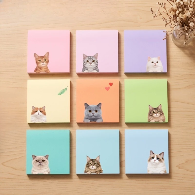 450 Sheets Macaron Cat Sticky Notes, cute aesthetic memo notes for students and office