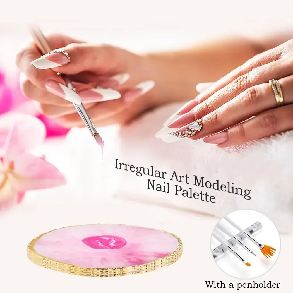 27-Pc Professional Nail Art Brush Set w/ Nail Brushes, Dotting Pens, Resin Palette & Acrylic Holder for Nail Techs & DIY