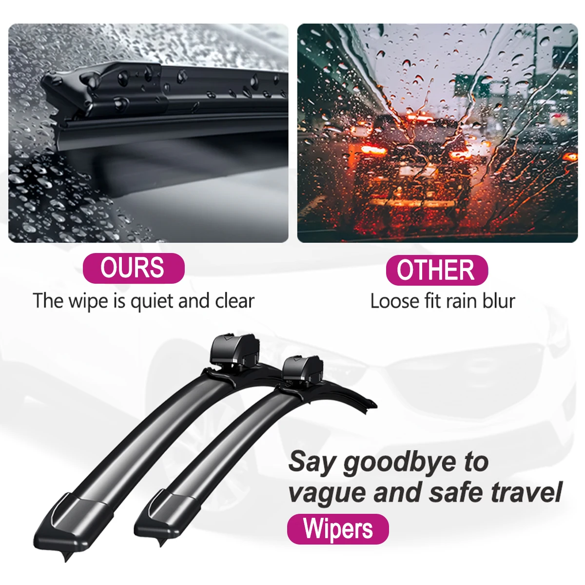 All Weather Durable Wiper Blades For Mazda Premacy CR 2004-2010 Front Windshield Wiper Soft Rubber Frameless