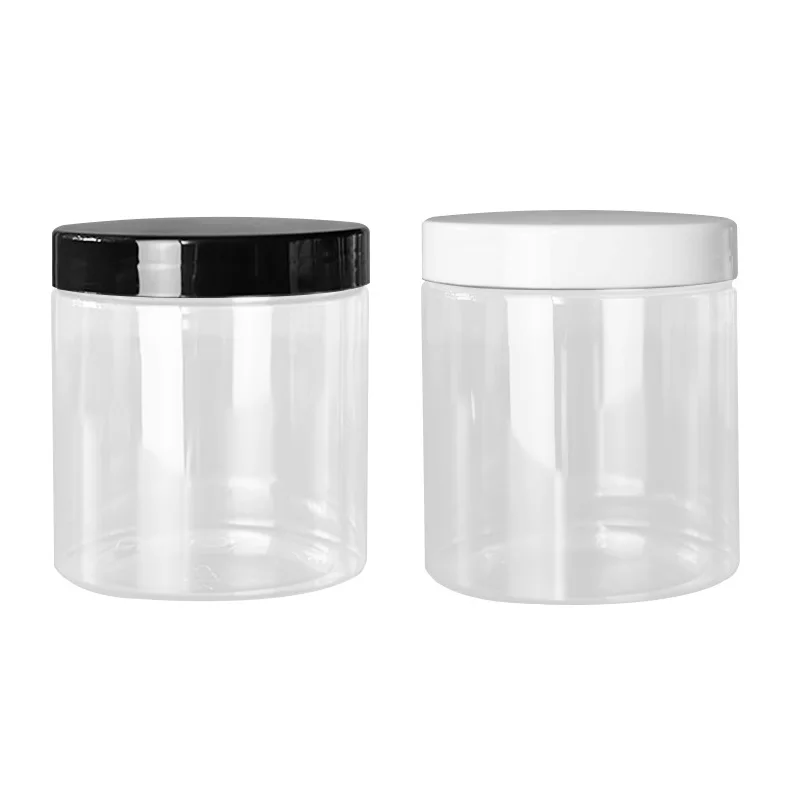 

10pcs Empty Plastic Clear Jar Silver Clear Black White Brown Screw Lid Wide Mouth Refill Bottle 500ml Dia.89 Cosmetic Container