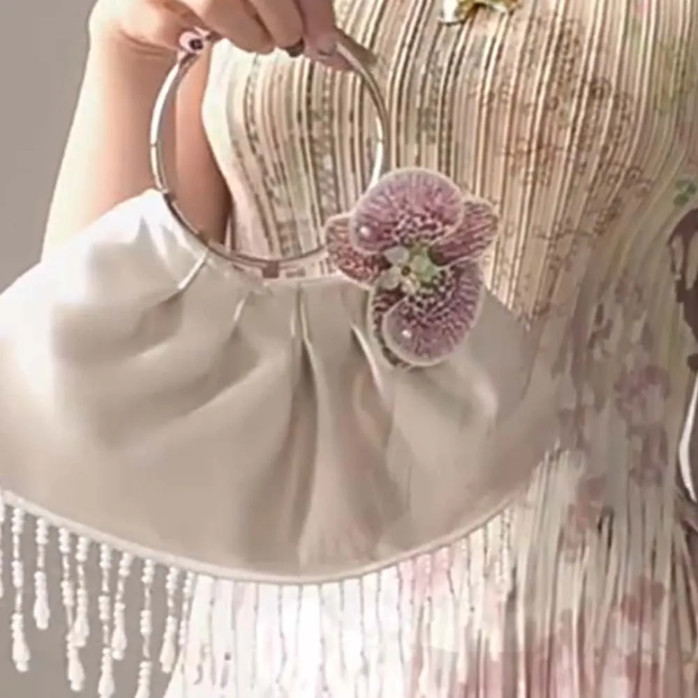 

Headdress Sweet Orchid Flower Hairpin Rhinestone Bohemian Style Butterfly Orchid Hair Clip Ball Pearl Women Side Clip Seaside