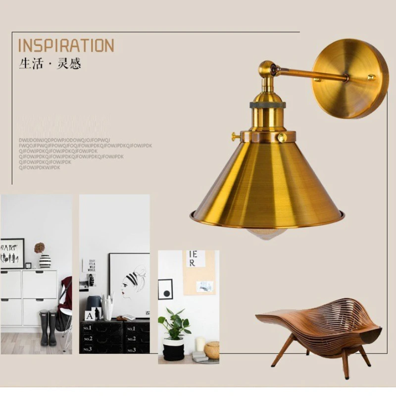 

Industrial Gold Color Wall Lighting, Wall Mount Lamp Fixtures for Barn Porch Bathroom Bedroom Living Room E27 based