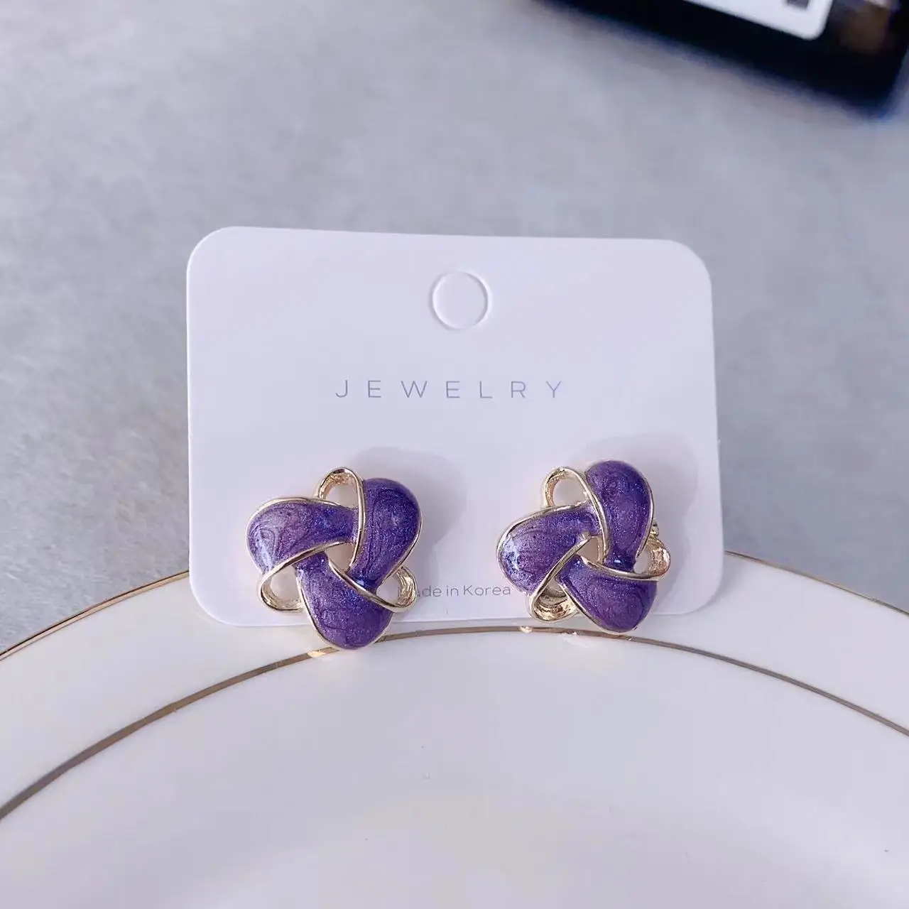 S925 Silver Needle New Purple Series Oil Dropping Love Earrings, Luxury and Luxury Luxury Earrings, Small Fresh Earrings