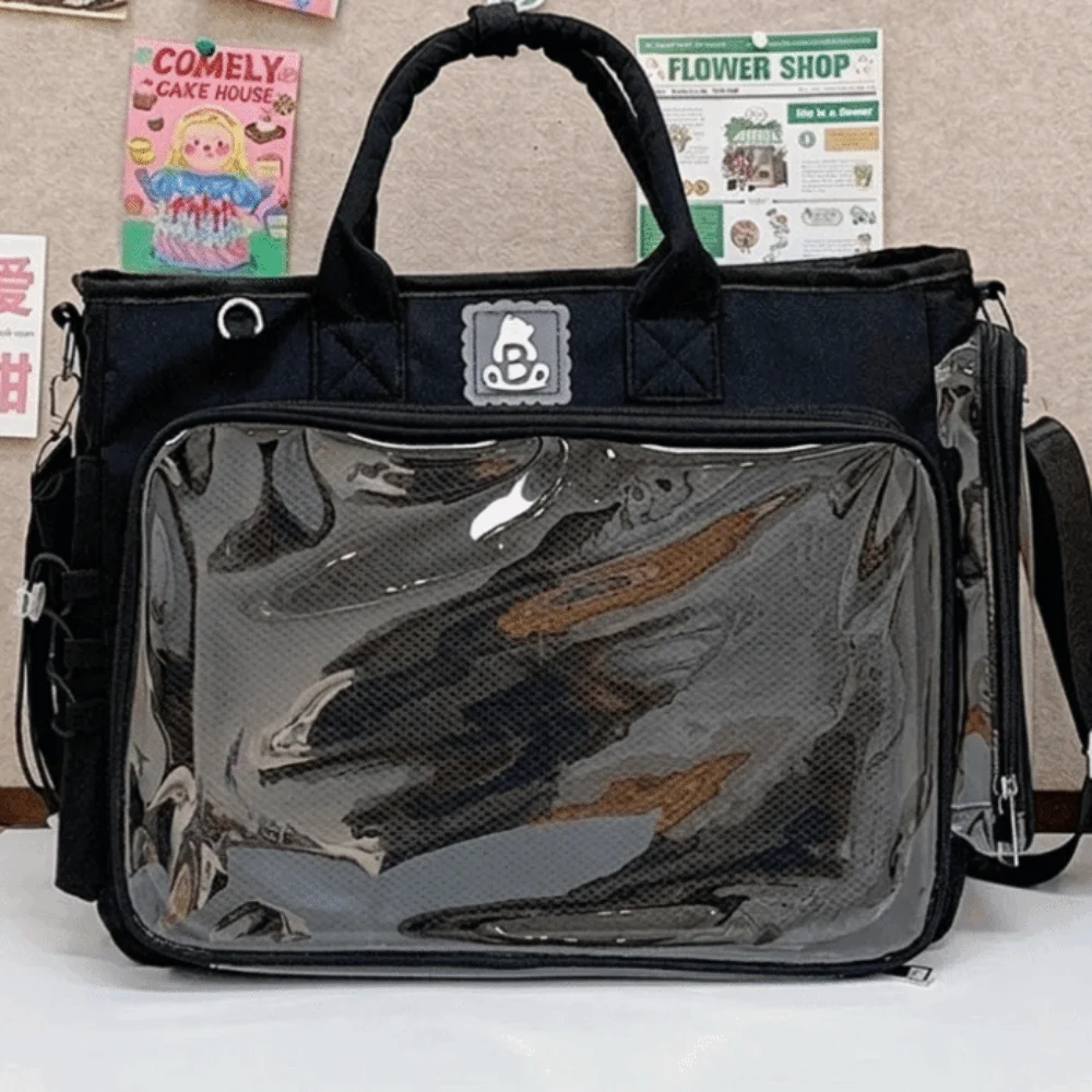 Square Shape Female Transparent Backpack Lightweight Large Capacity Multifunctional Shoulder Bag Versatile Adjustable Strap