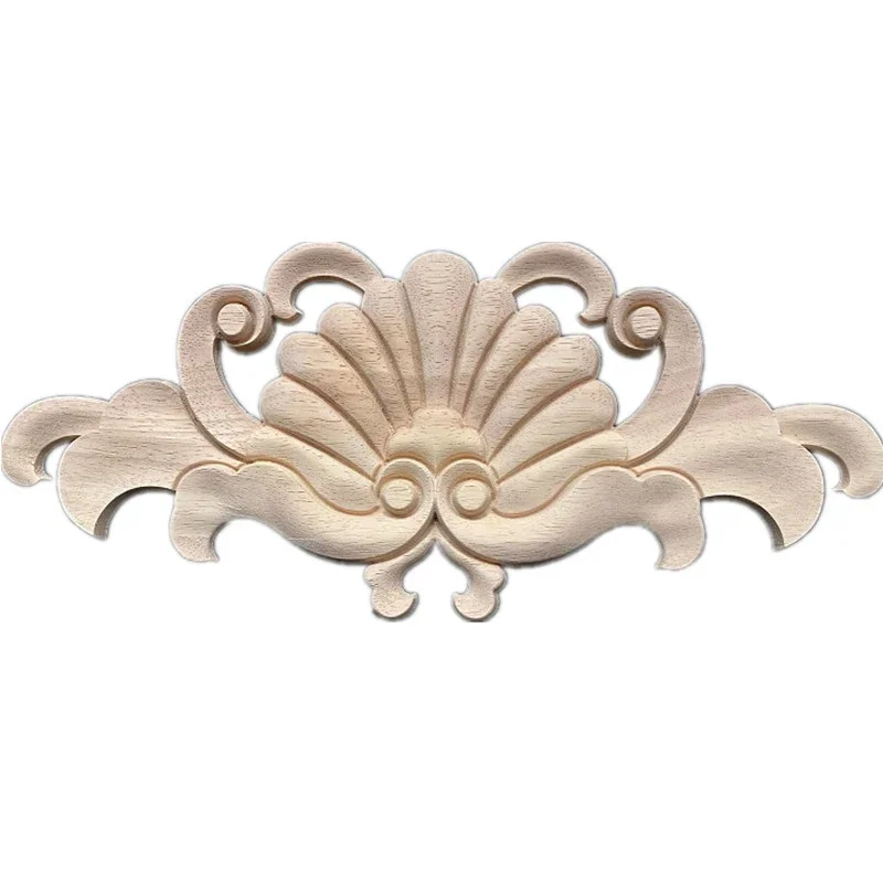 35cm Wood Carved Corner Unpainted Onlay Applique Frame Decoration of Modern Furniture Wall Door Decor Home Furniture Accessories