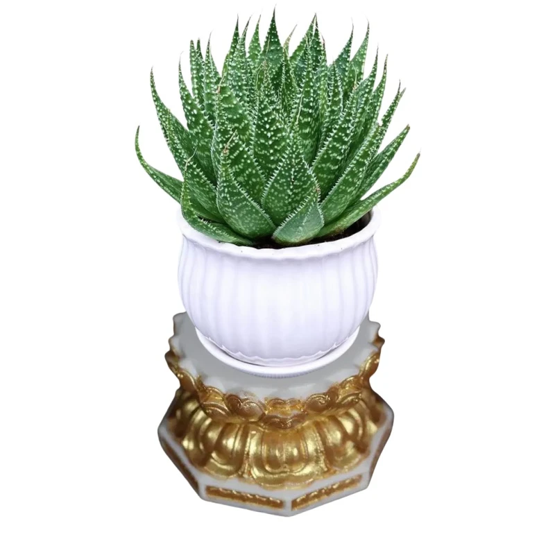 Carved Ivory Fruit Guanyin Buddha Statue Miniature Lotus Base For Buddha Platform Figurines Sorting Table Standing Flower Base