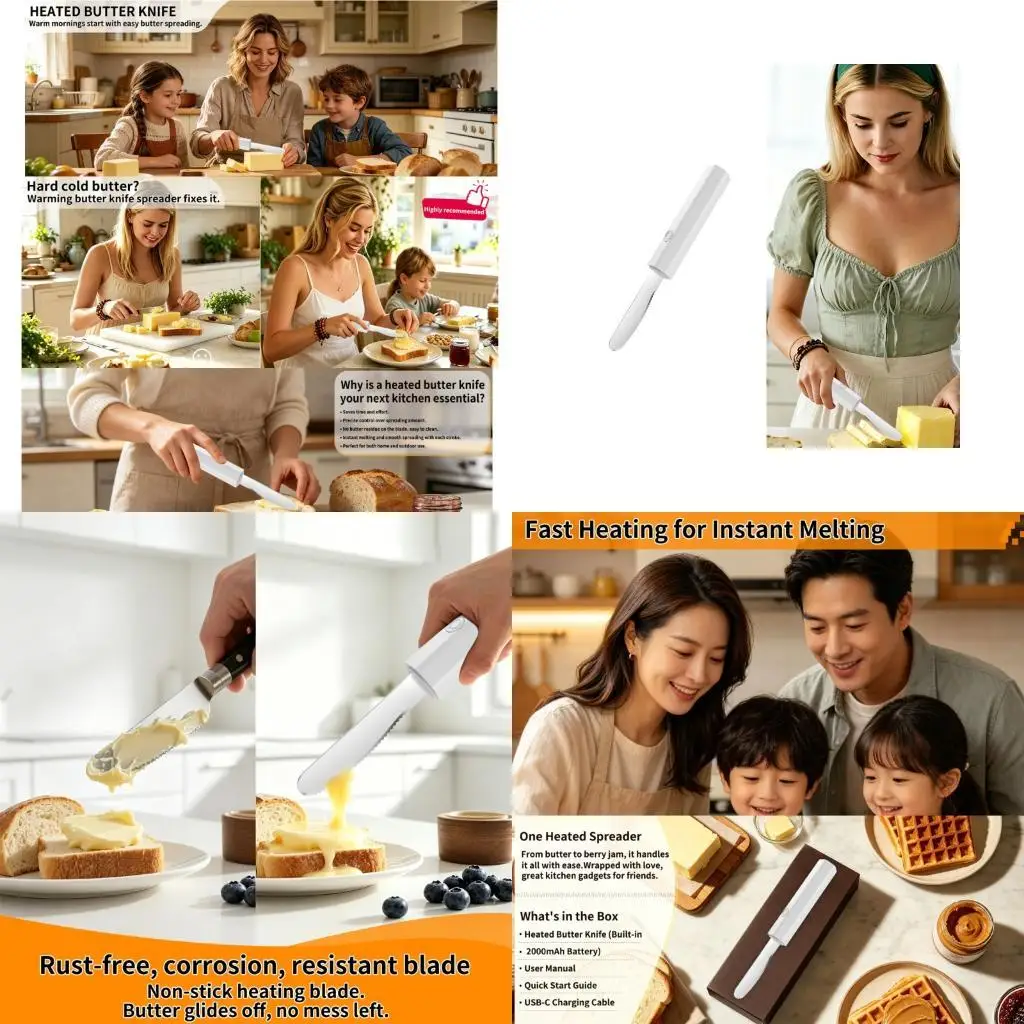 Electric Heated Butter Spreader With 2000mAh Rechargeable Battery For Quick Spreading On Bread And Rolls KXRE