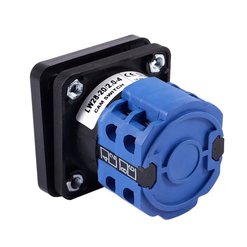 ABJN-6X 8 Terminals 5 Positions Master Control Rotary Cam Switch 20A Black+Blue