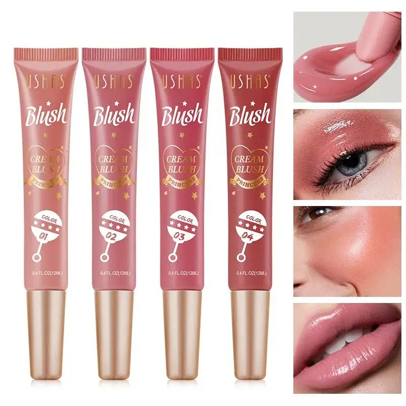 Korean Natural Liquid Blush Long Lasting Watery Texture Multi Purpose Cream Rouge For Eyes Cheeks Lips Makeup