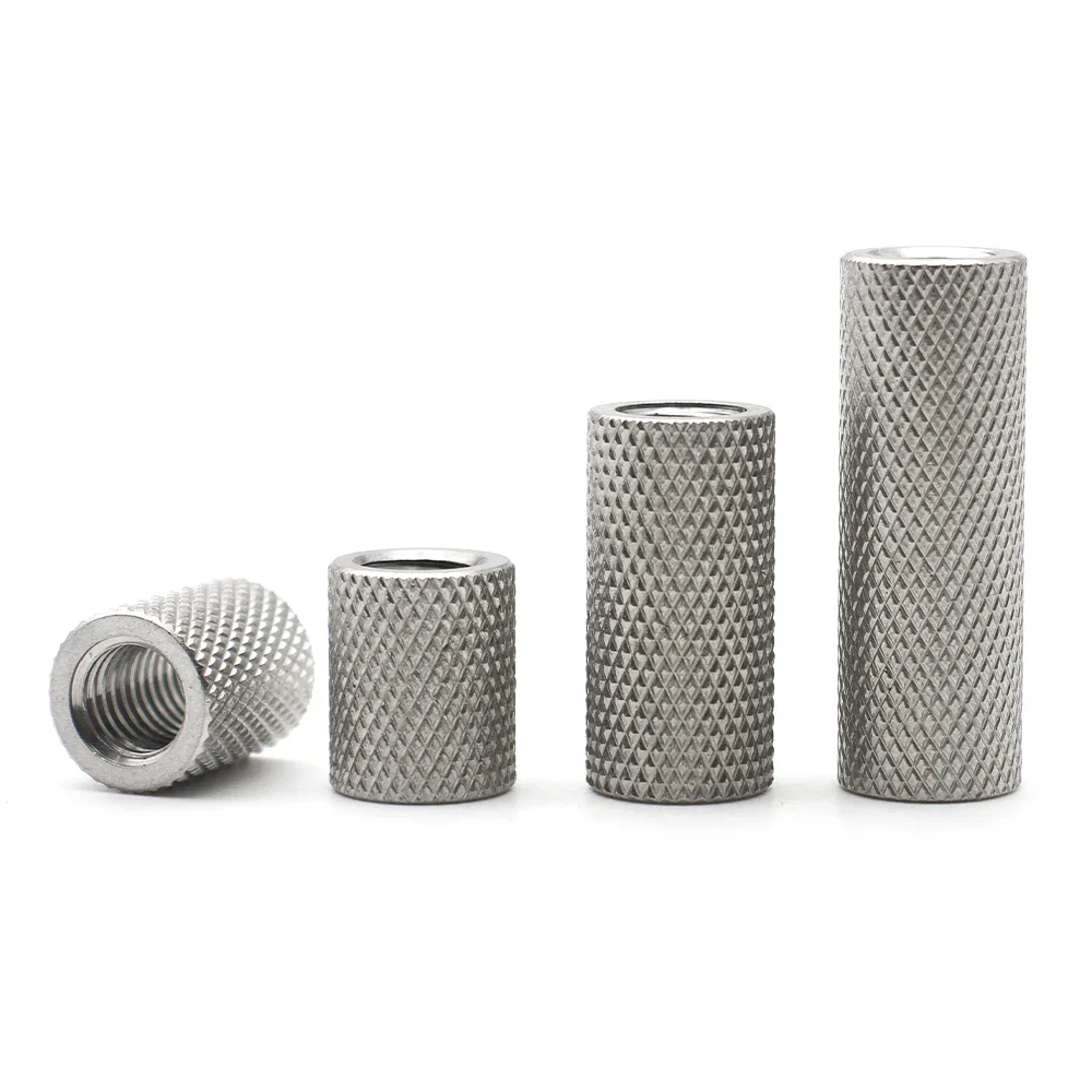 1-10pcs M2 M2.5 M3 M4 M5 ~M16 304 Stainless Steel Extended Cylindrical Flat Head Knurled Hand Screw Nut Mesh Nut Adjustment Nut
