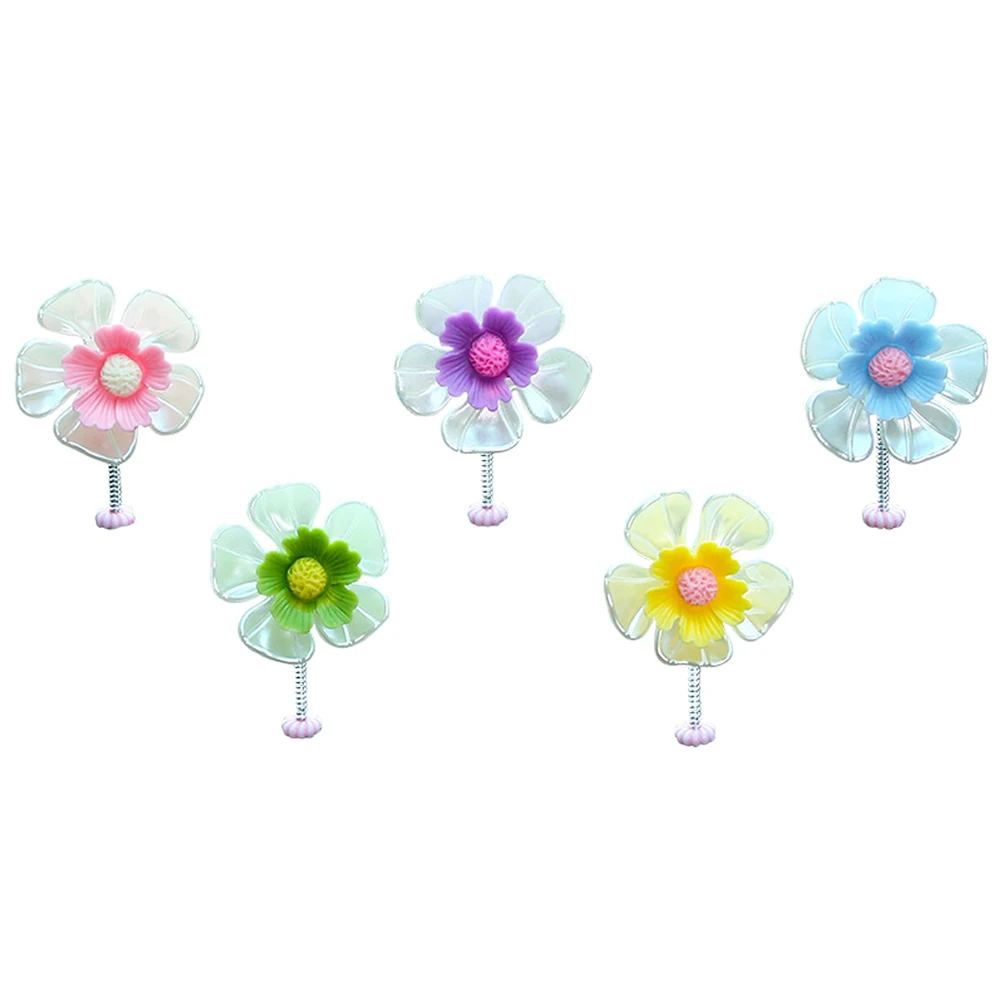 

5pcs Mini Flower Car Decor Dashboard Shaking Head Flower Ornaments Simulated Accessories Decoration Small Figurine Car Interior