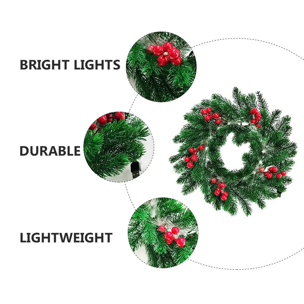 

1Pcs Christmas Wreath Garland Light Hanging Decor Xmas Ornament Door Decoration Home Wreath Garland Light Hanging Decor for Xmas