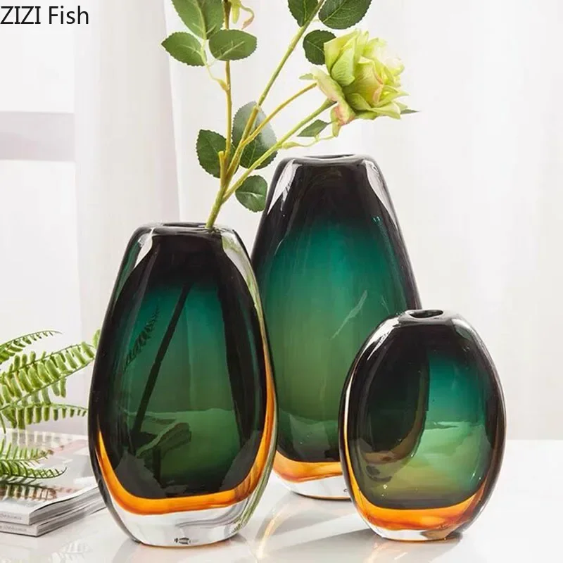 Jarrón de vidrio degradado pintado multicapa, macetas de flores hidropónicas, decoración de escritorio, jarrones de arreglo Floral Artificial