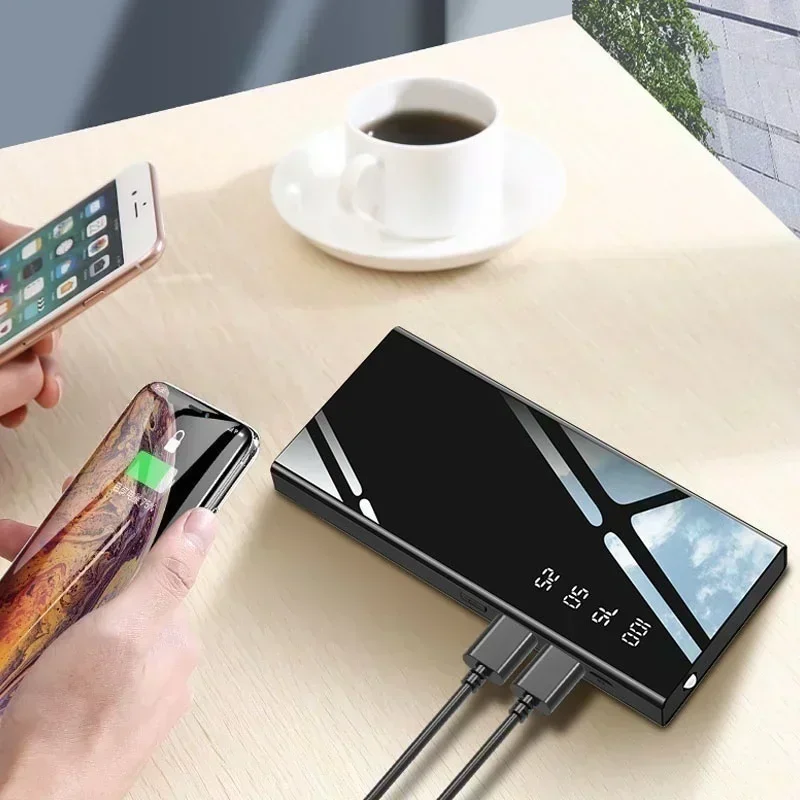 30000mAh LED Display Digital Carregador Portátil Bateria Externa Adequado para iPhone e Android USB Power Bank Mini Powerbank
