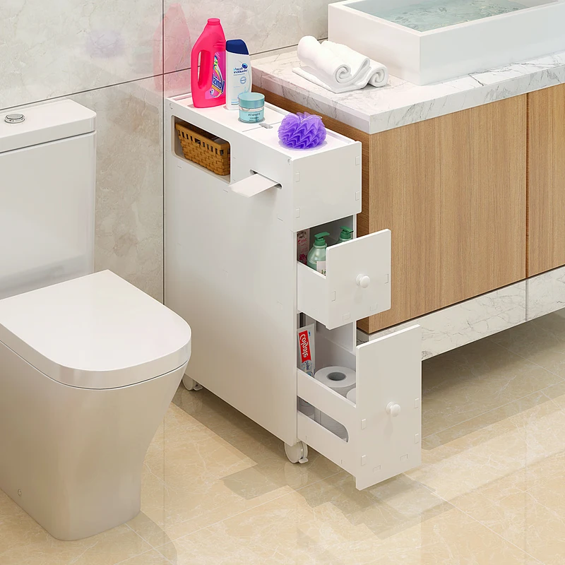 

Waterproof Toilet Side Narrow Cabinet, Bathroom Gap Organizer Rack, Mobile Gap Side Cabinet, Simpleand Stylish Storage Unitshelf