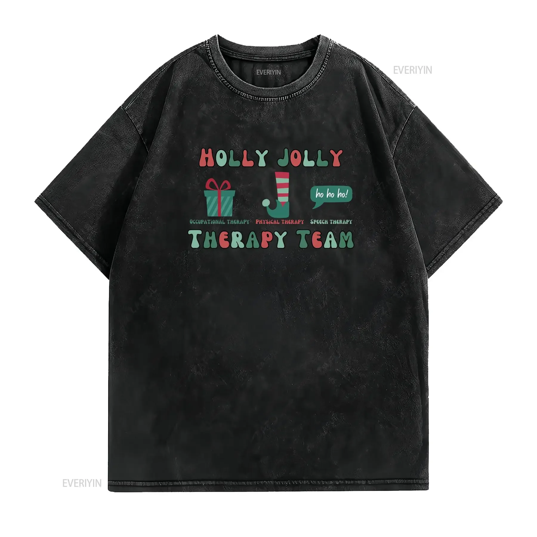 Therapy Team Christmas T Shirt Occupational Physical Speech OT PT SLP Group vintage Washed Soft Versatile Slightly Stretched