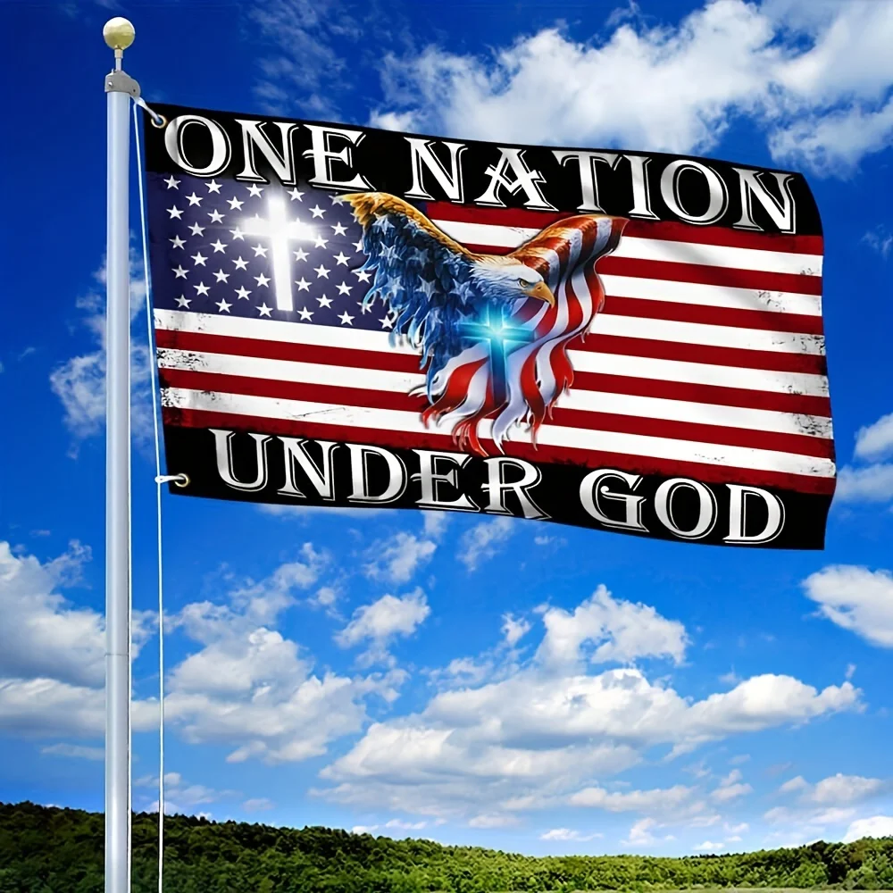 Outdoor Banner One Nation Under God Banner Christian Banner US Featuring Christ Eagle Christmas Gift