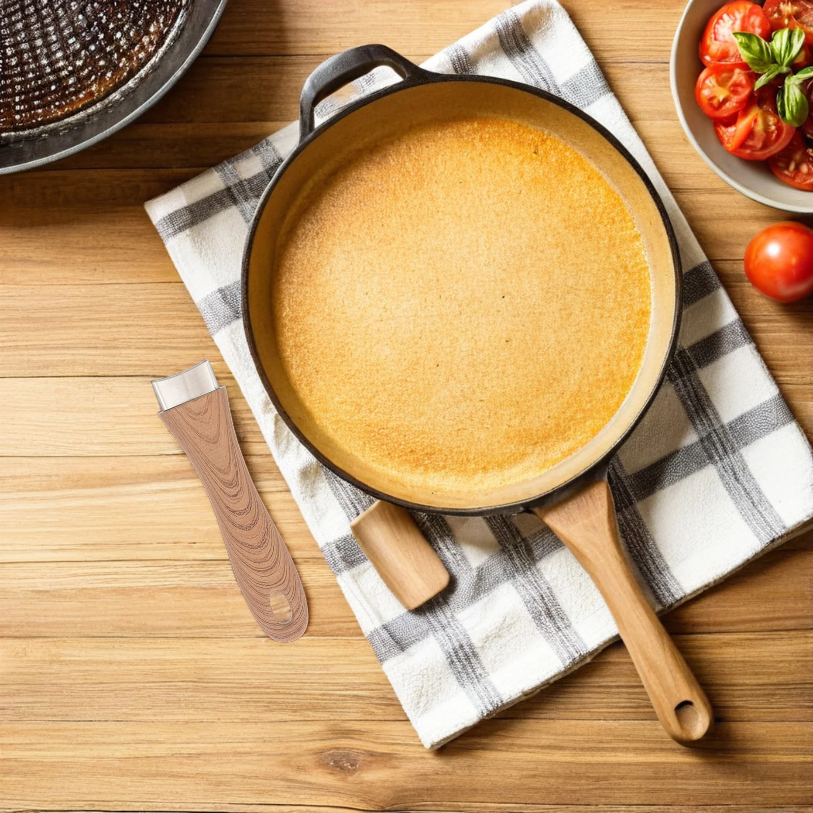 取り外し可能な鍋ハンドル交換用、火傷防止ステンレス鋼木目調グリップ、片手鍋、フライパン、家庭用調理器具用