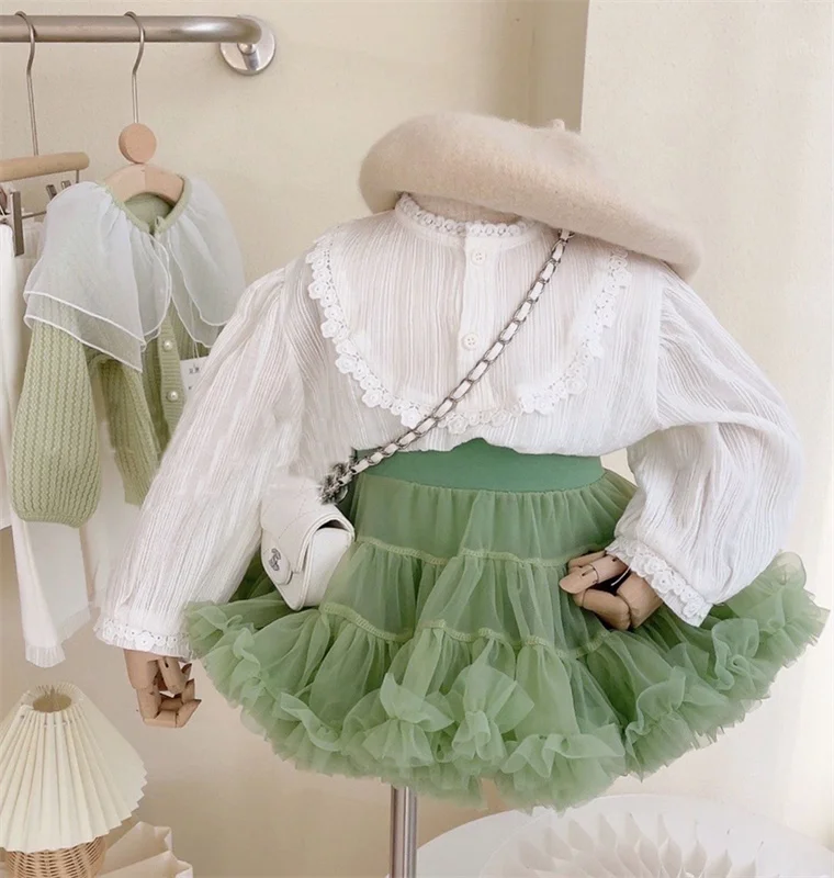 

Girl Dress Ballet Kids Tutu Skirts Cotton 2022 Green Spring Autumn Ballerina Party Evening Gown Dance Performance Children Cloth