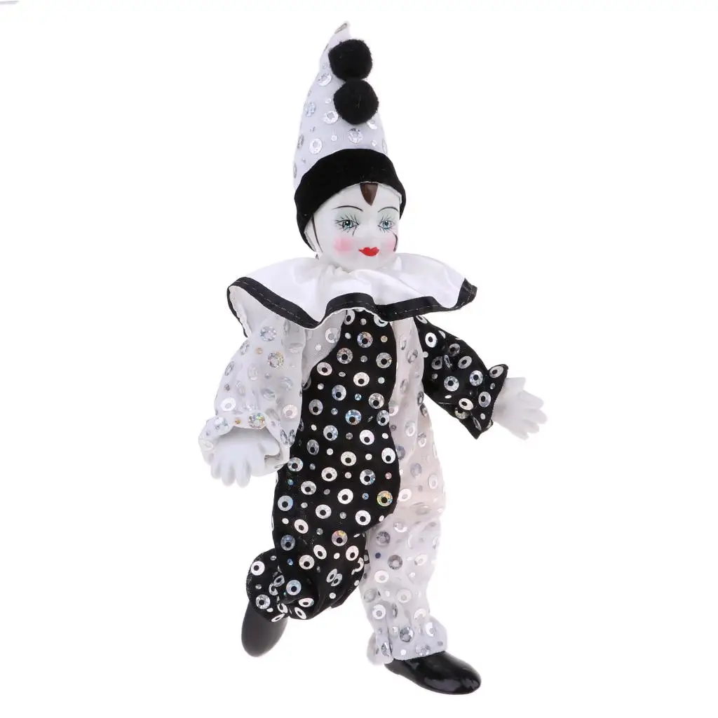Porcelain Dolls Collectible Clown Face Creative Ornament Doll House Accessories for Kids Adults Christmas Table Decor