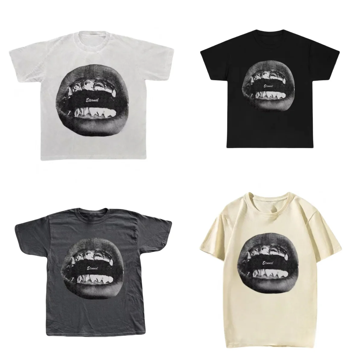 Summer cotton T-shirt printed retro crew neck high quality T-shirt streetwear hip-hop short-sleeved punk loose comfortable top