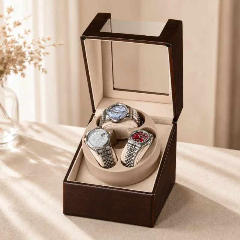 Automatic Watch Winder Leather Watches Winding Device 3 Slots Mechanical Watch Winders Desktop Men's Wrist Watches Storage Box
