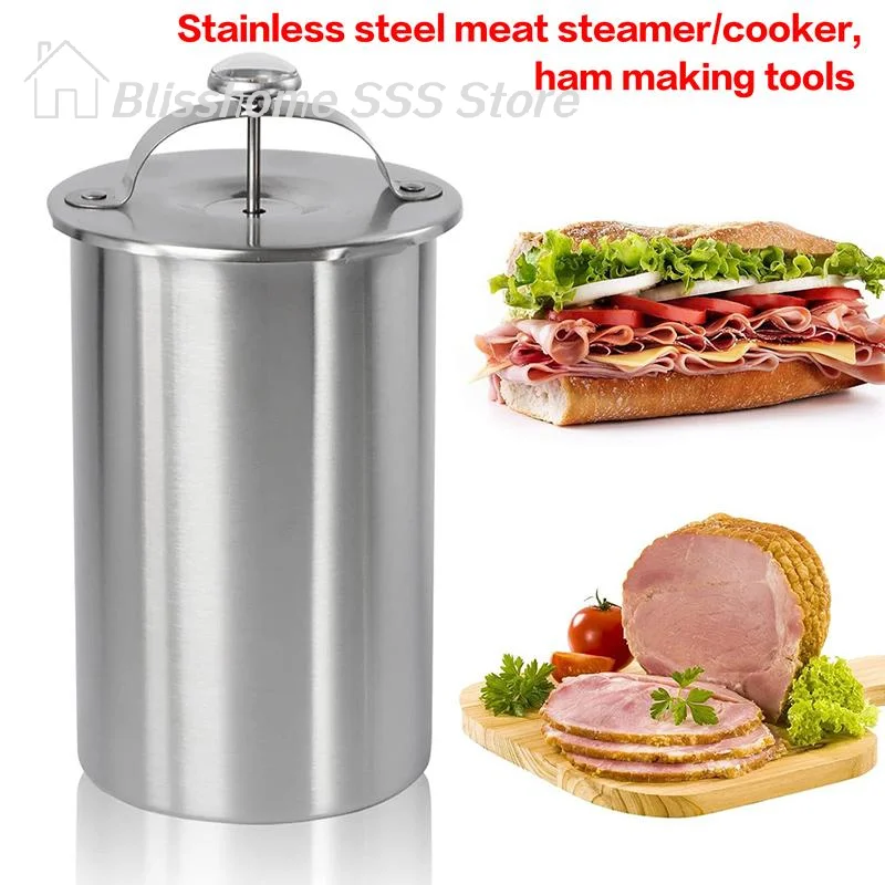 【S】Ham Maker Stainless Steel Meat Press Cooker Deli Meat Press Mold With For Pork Poultry Cooking Kitchen Accessories