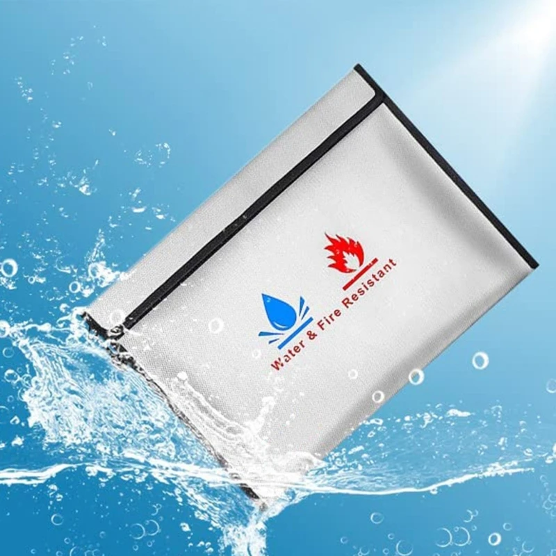 Fireproof Document Bag Waterproof Fireproof Money Safe File Storage Bag for Cash Dropship
