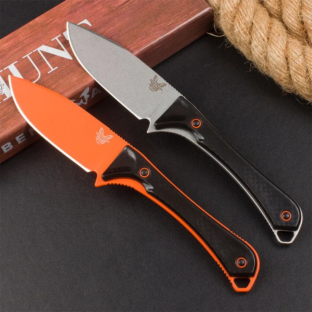 Tactical BM 15201 Altitude Combat Fixed Blade Knife CPM-S90V Orange DLC Drop Point Hunting Boltaron Sheath EDC Tool Gift Knife