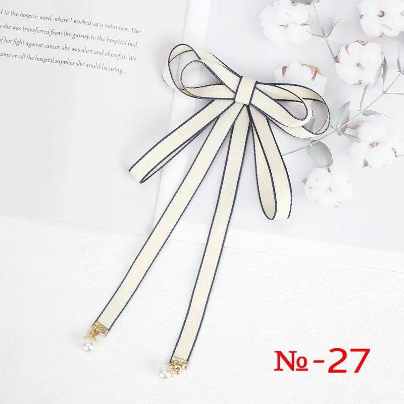 Perle Band Brosche Pin Frauen Fliege Vintage Schule Mädchen Weiß Kragen Schmuck Bowknot Shirts Krawatte Candy Farbe Rot Schmetterling – Detail 27