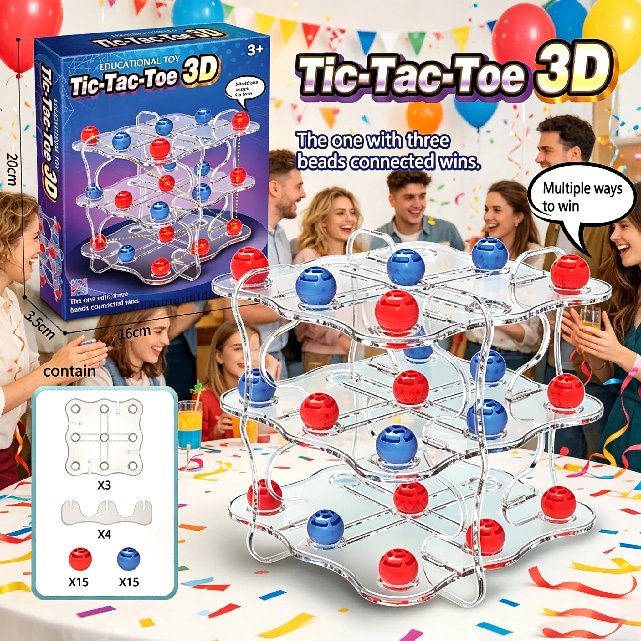 3D Tic Tac Toe Board Game, 3-L - Board Game For 3 Players ulasan dan harga