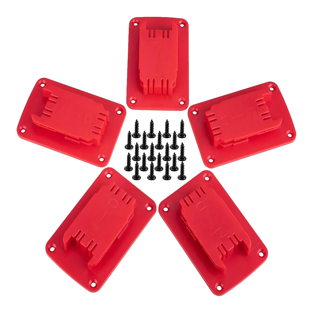 5 Packs Tool Holder Mount for Milwaukee M18 Tool,Also Fit for Dewalt 20V, 12V Drill Holder,Hanger Red