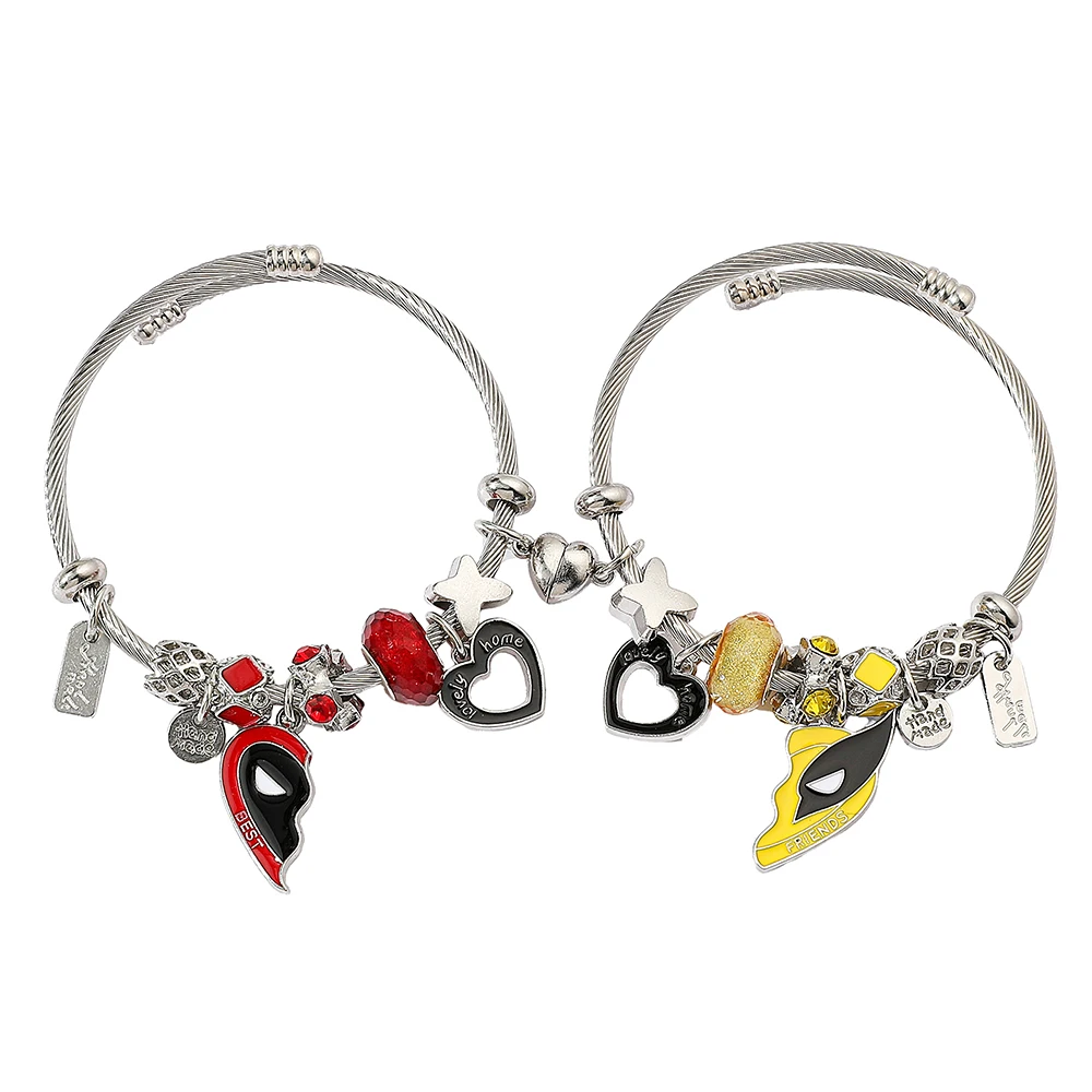 Marvel Fashion Creative Deadpool & Wolverine Bracelet Heart Deadpool & Wolverine Bangle For Women Man Couple Jewelry Gifts