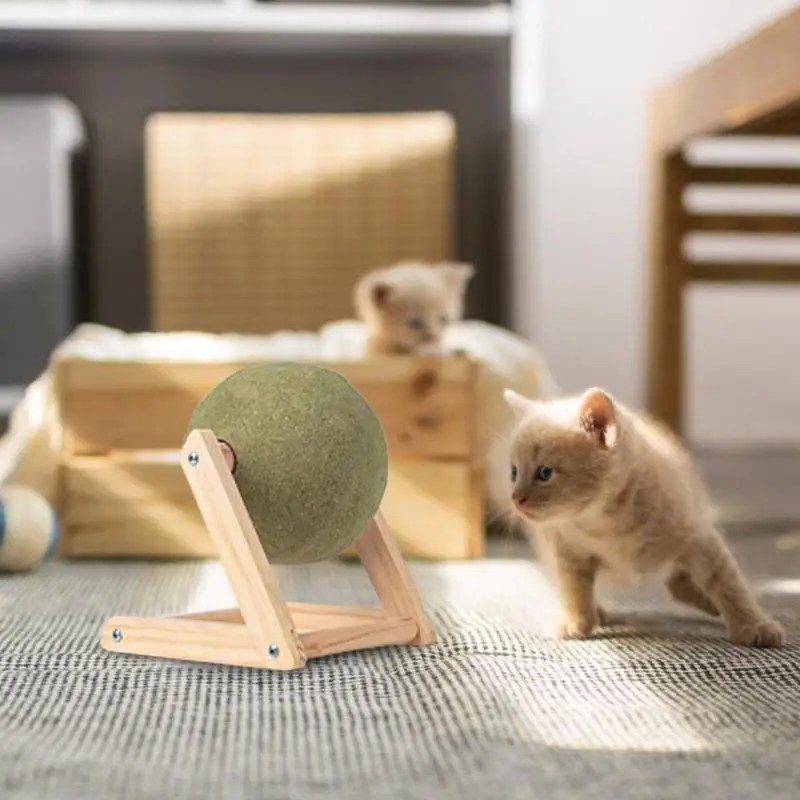 Giant Catnip Ball With Stand Rotatable Cat Floor Ball Toy Catnip Roller Ball Floor Mount Versatile Catnip Floor Toys Enjoyable