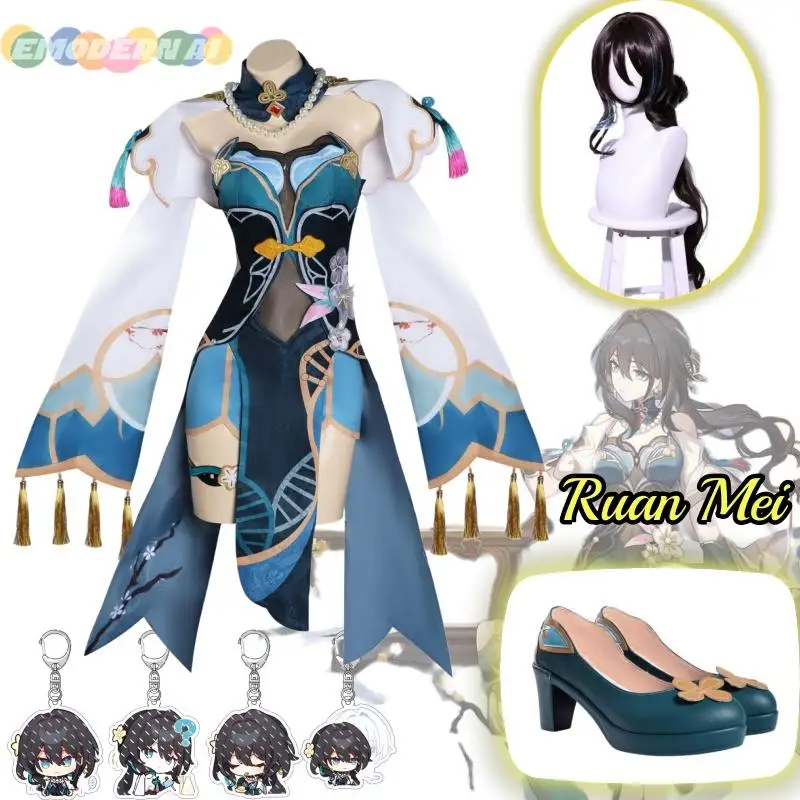 Ruan Mei Anime Game Honkai Star Rail Cosplay Costume Genius Society Clothes Wig Shoes Pendant Cosplay Women Halloween Costumes