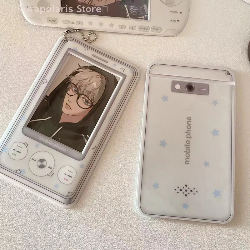 [cc]Creative Kpop Photocard Holder, 3-Inch Phone Shape Pendant for Student & Backpack Decor