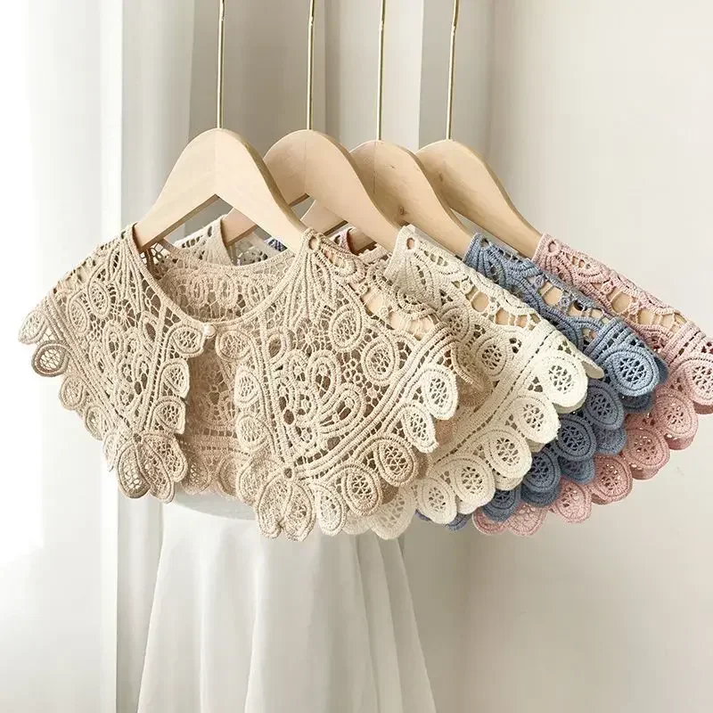 Lace Knitted Crochet Hollow Fake Collar Women Small Shawl decorative fake collar Women Clothes Accessories Detachable Collar