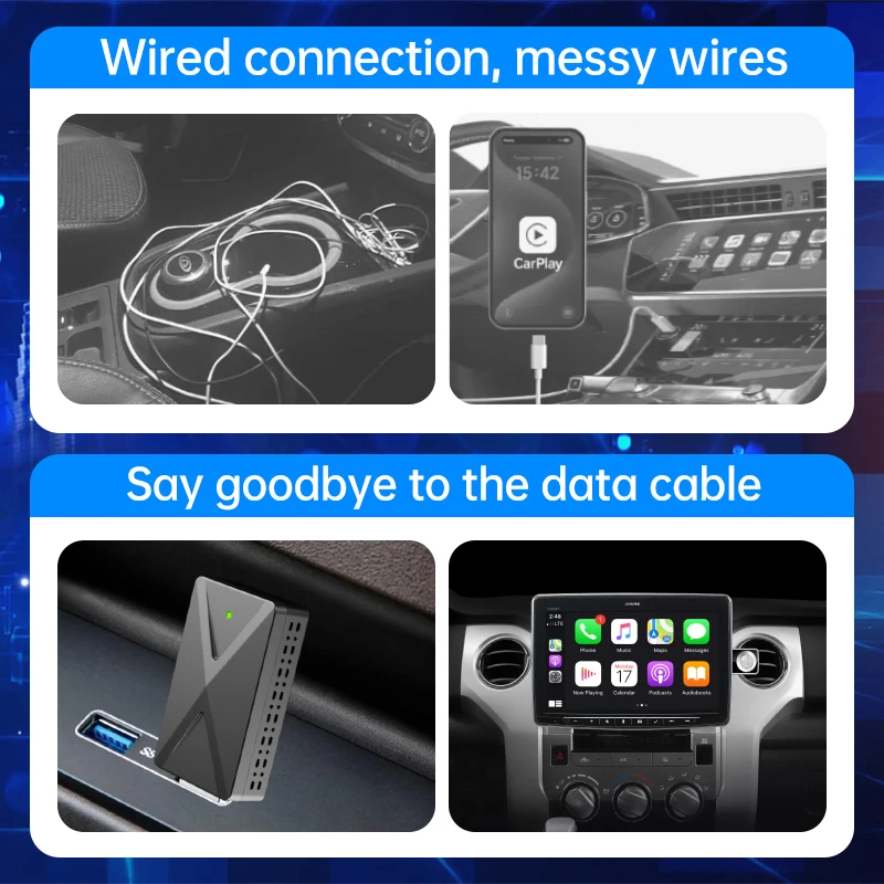 Adapter bezprzewodowy CarPlay OTA, oryginalny przewodowy CarPlay z samochodu na bezprzewodowy, Android Auto na bezprzewodowy CarPlay, bezprzewodowe połączenie CarPlay, konwersja.