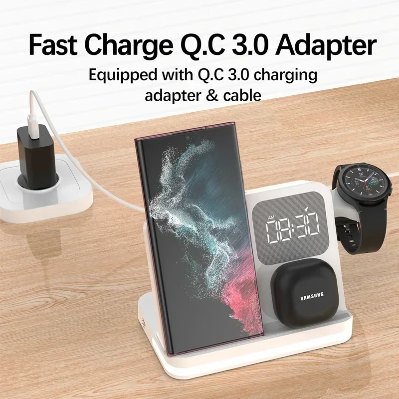 Wireless Charger 6 in 1 Phone Stand For Samsung S24/S23/S22 Ultra Galaxy Watch 7/6/5/4 Active Buds 3/2 Pro Fast Charging Station