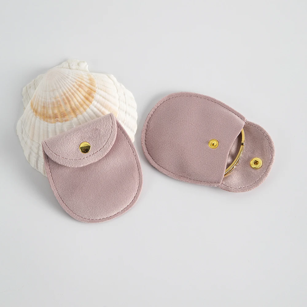 5szt Przenośna bransoletka Naszyjnik Torba Prezent ślubny Odporny na wstrząsy Przycisk Aksamitny zatrzask Pudełko na biżuterię Kolczyki Torba na pierścionek